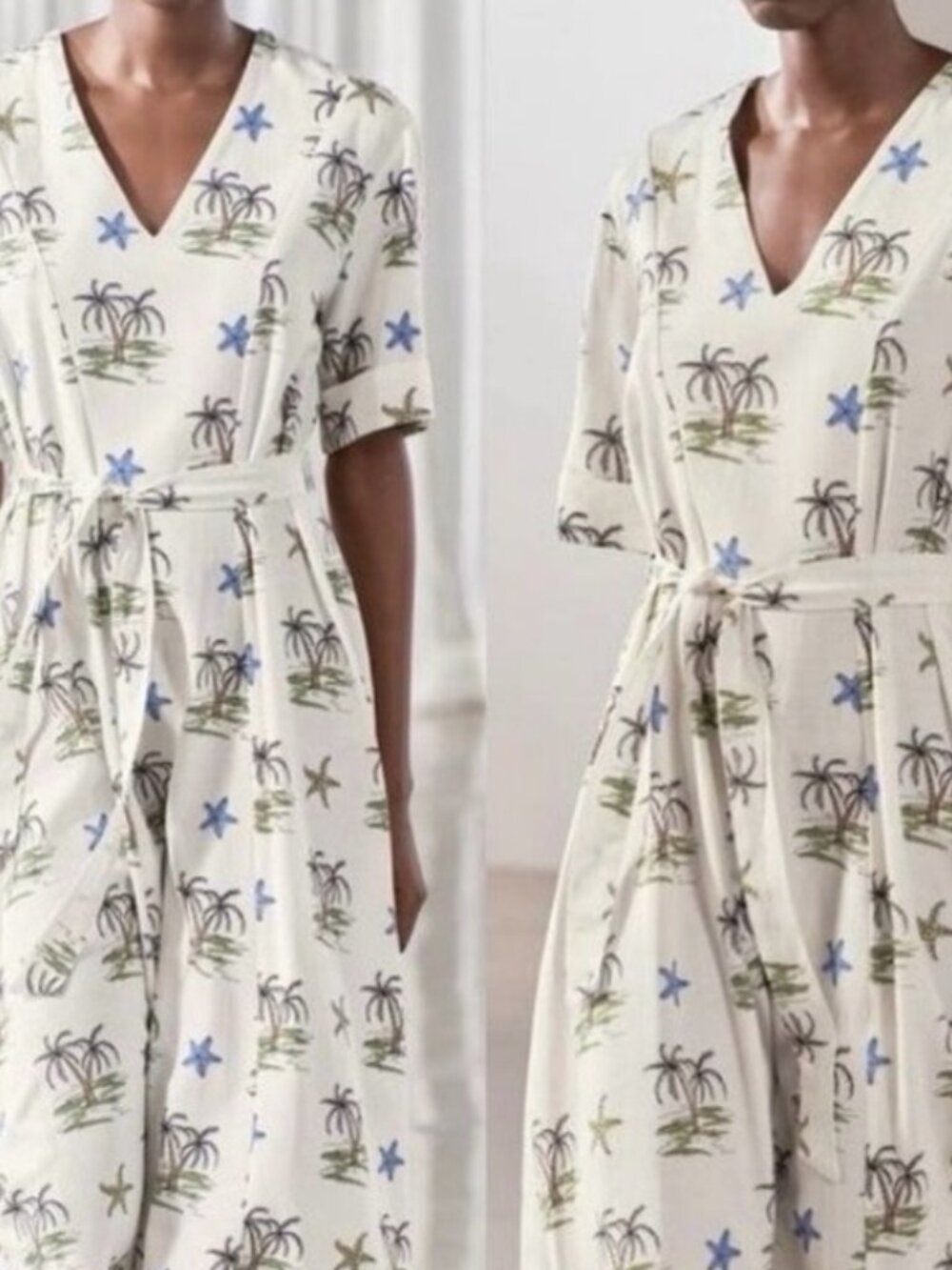 Zara Palm Trees Tropical Print Dress